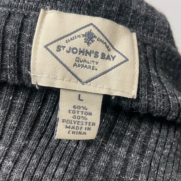 Mock Turtleneck Cotton Blend Sweater Longsleeve Grey Large St John’s Bay - Picture 7 of 9